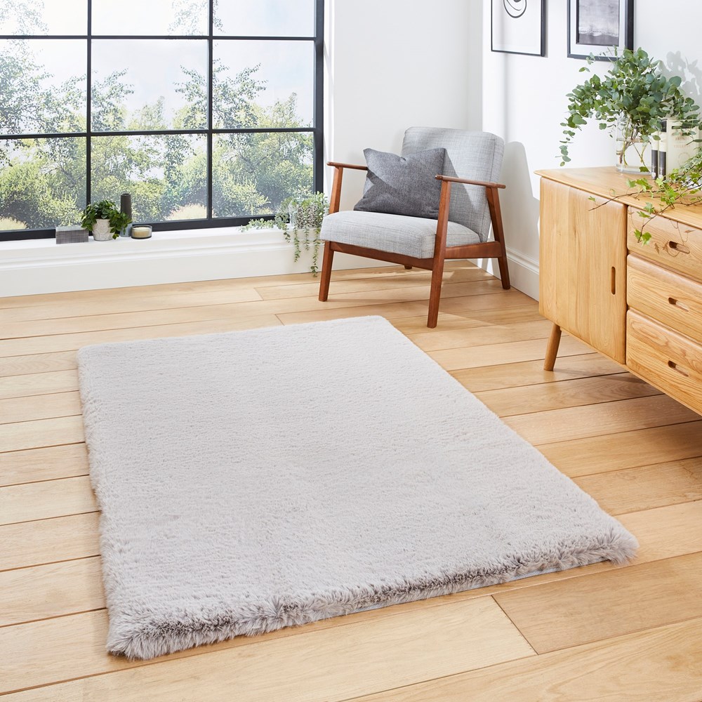 Super Teddy Modern Shaggy Silver Rug